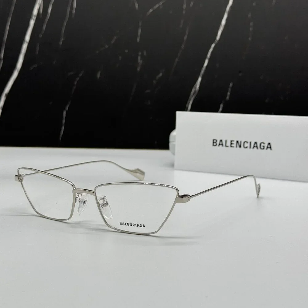 NEW BALENCIAGA BB0091O 002 CAT EYE SILVER WOMEN EYEGLASSES BALENCIAGA